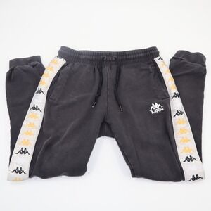 Kappa Banda Logo Taping Track Pants Mens Small Black Orange White Joggers